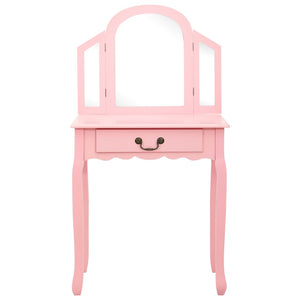 Toeletta e sgabello 65 x 36 x 128 cm legno MDF rosa 02_0006382