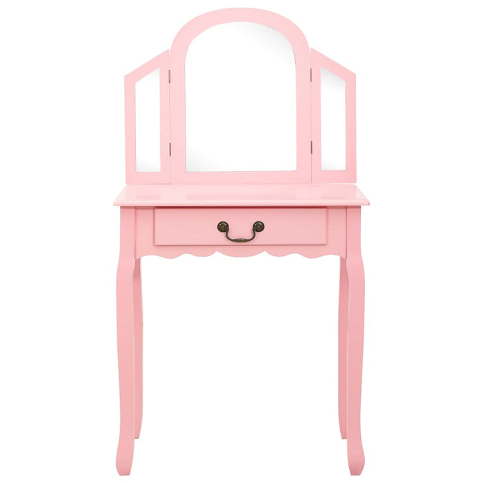 Toeletta e sgabello 65 x 36 x 128 cm legno MDF rosa 02_0006382