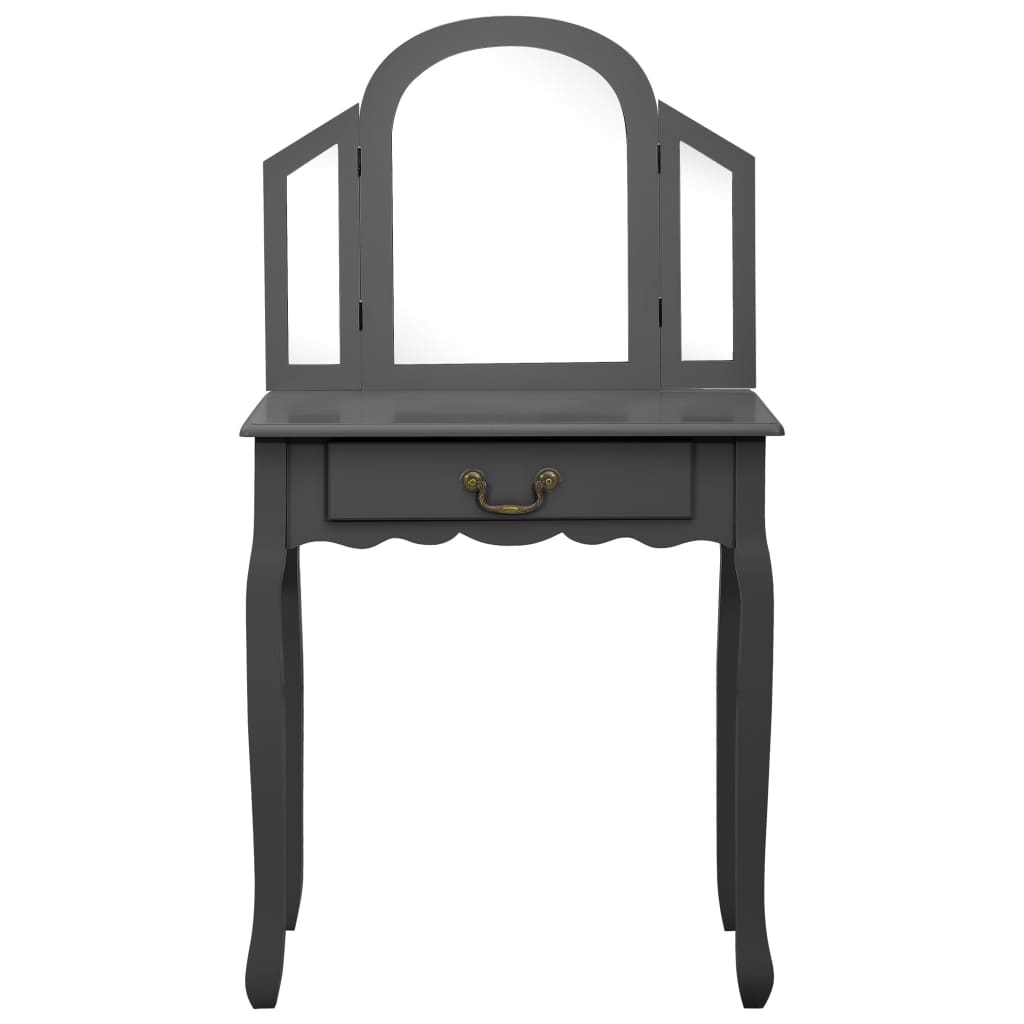 Toletta tavolo da trucco e sgabello 65 x 36 x 128 cm legno MDF grigio 02_0006378