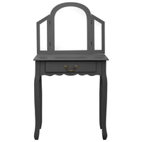 Toletta tavolo da trucco e sgabello 65 x 36 x 128 cm legno MDF grigio 02_0006378