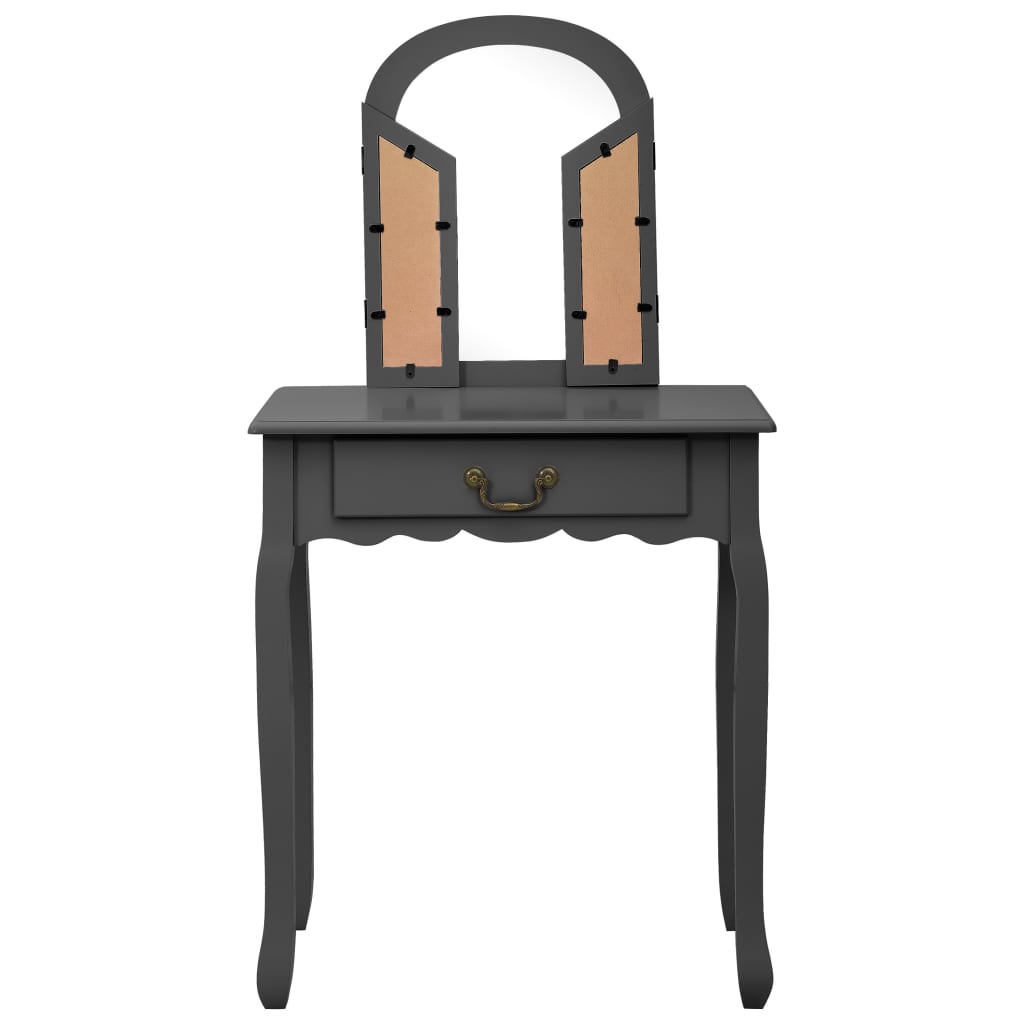 Toletta tavolo da trucco e sgabello 65 x 36 x 128 cm legno MDF grigio 02_0006378