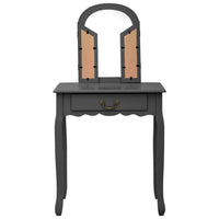 Toletta tavolo da trucco e sgabello 65 x 36 x 128 cm legno MDF grigio 02_0006378