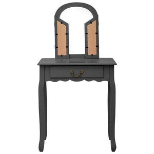 Toletta tavolo da trucco e sgabello 65 x 36 x 128 cm legno MDF grigio 02_0006378