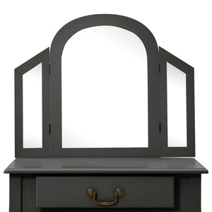 Toletta tavolo da trucco e sgabello 65 x 36 x 128 cm legno MDF grigio 02_0006378