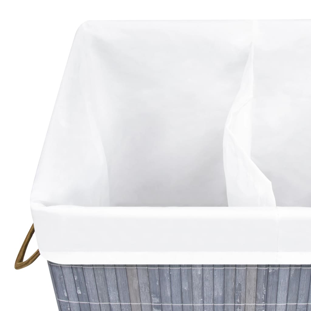 Cesta portabiancheria a 2 scomparti in bambù grigio 72 l 02_0006205