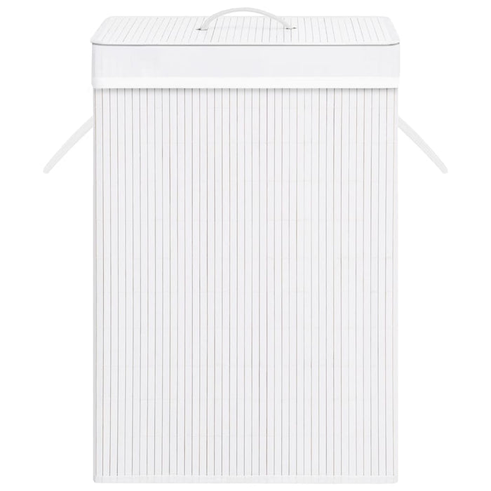 Cesto Portabiancheria in Bambù a Sezione Singola Bianco 320751