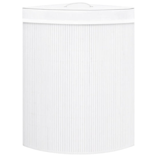 Cesto Portabiancheria Angolare in Bambù Bianco 60 L 320763