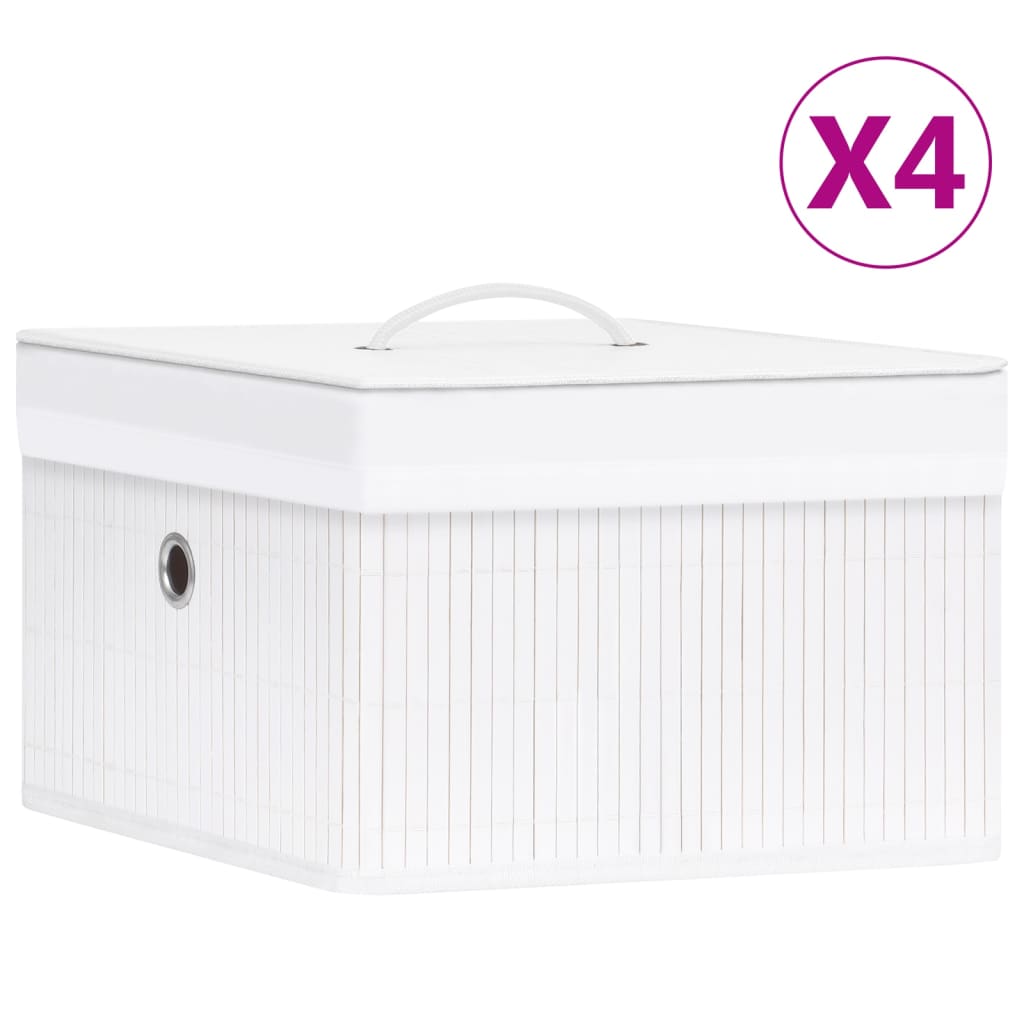 Scatole Portaoggetti 4 pz in BambÃ¹ Bianche cod mxl 45060