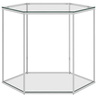 Tavolino da Salotto Argento 60x53x50 cm in Acciaio Inox e Vetro 289039
