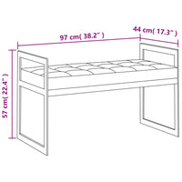 Panca 97 cm Nera in Velluto e Acciaio Inossidabile 289041