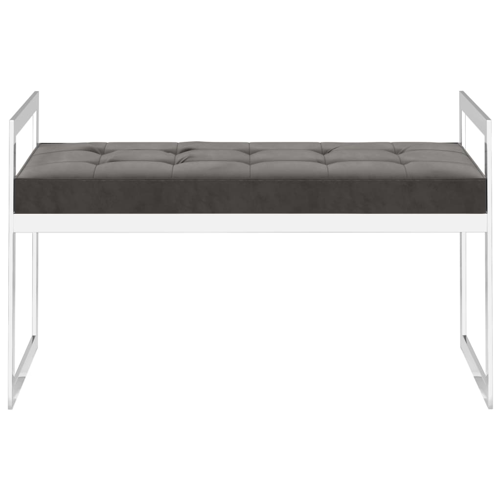 Panca 97 cm Grigia in Velluto e Acciaio Inossidabile 289042