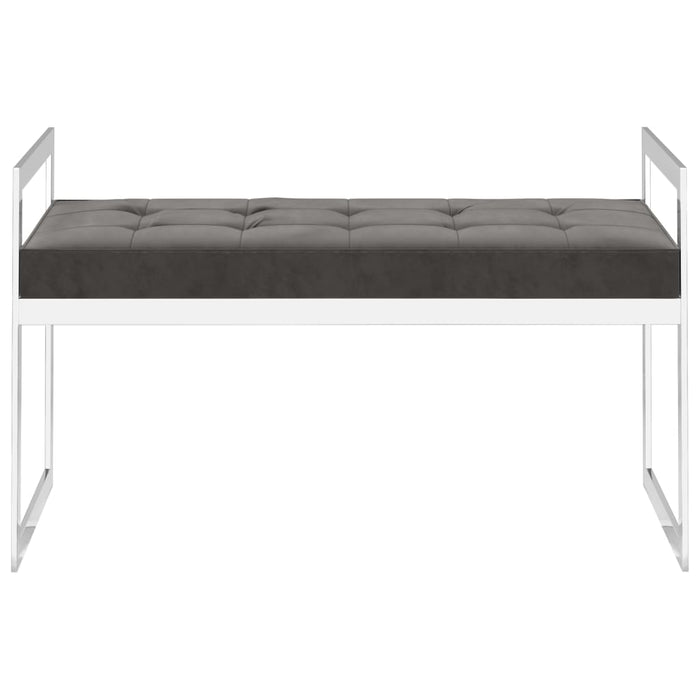 Panca 97 cm Grigia in Velluto e Acciaio Inossidabile 289042