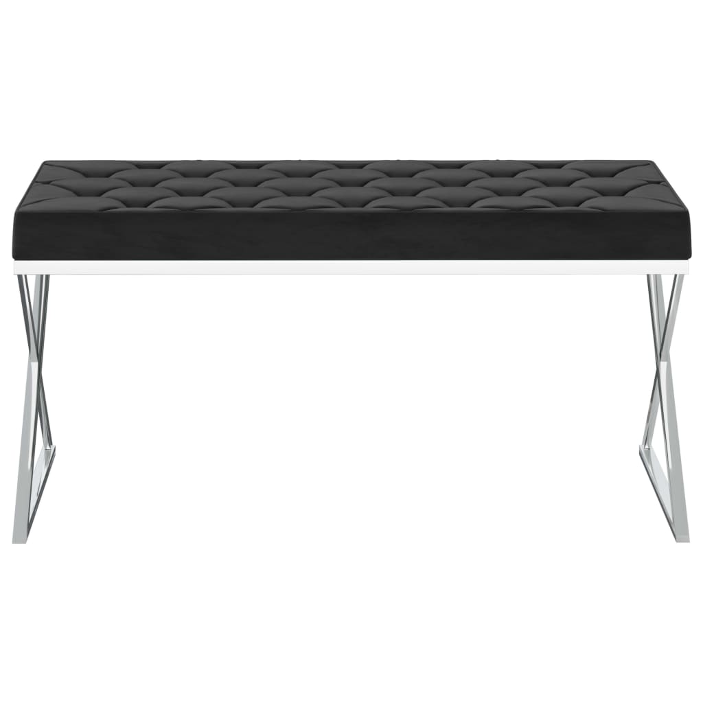 Panca 97 cm Nera in Velluto e Acciaio Inossidabile 289053