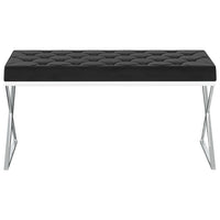 Panca 97 cm Nera in Velluto e Acciaio Inossidabile 289053