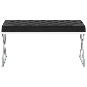 Panca 97 cm Nera in Velluto e Acciaio Inossidabile 289053