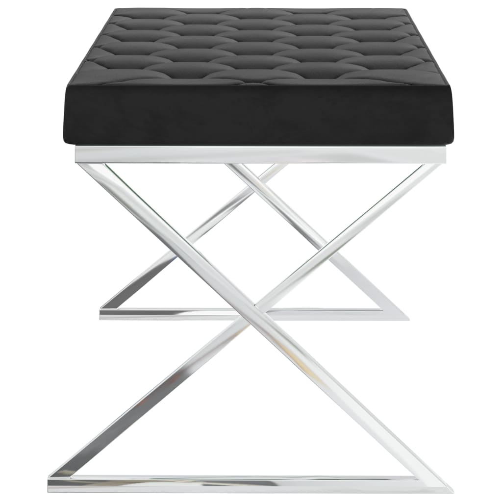 Panca 97 cm Nera in Velluto e Acciaio Inossidabile 289053