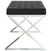 Panca 97 cm Nera in Velluto e Acciaio Inossidabile 289053