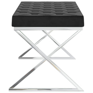 Panca 97 cm Nera in Velluto e Acciaio Inossidabile 289053