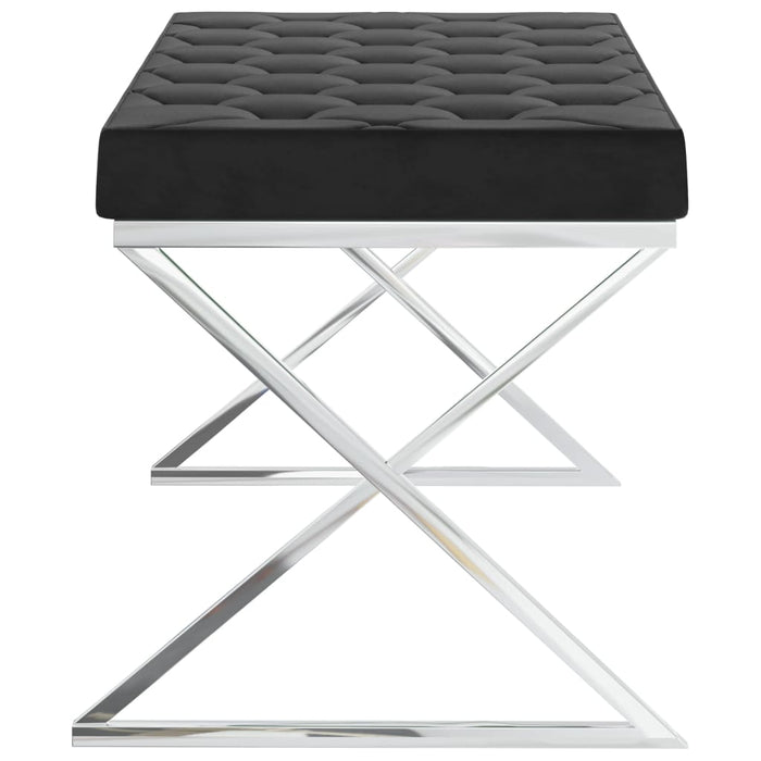 Panca 97 cm Nera in Velluto e Acciaio Inossidabile 289053