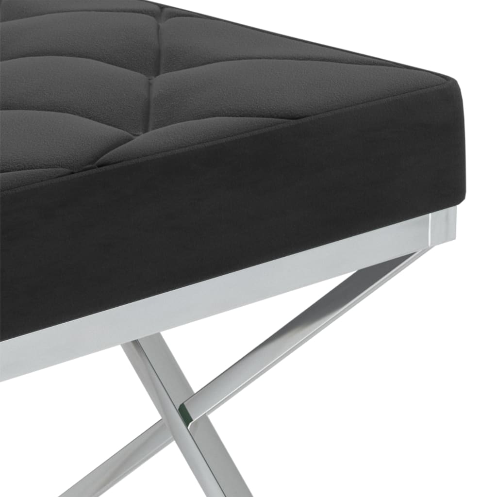 Panca 97 cm Nera in Velluto e Acciaio Inossidabile 289053