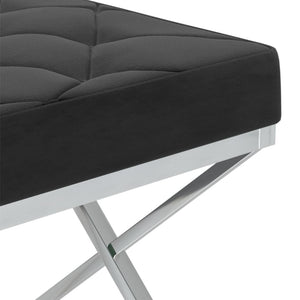 Panca 97 cm Nera in Velluto e Acciaio Inossidabile 289053