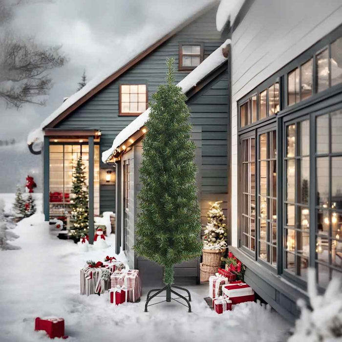 Albero di Natale Artificiale Sottile con Base Verde 240 cm PVC 320952