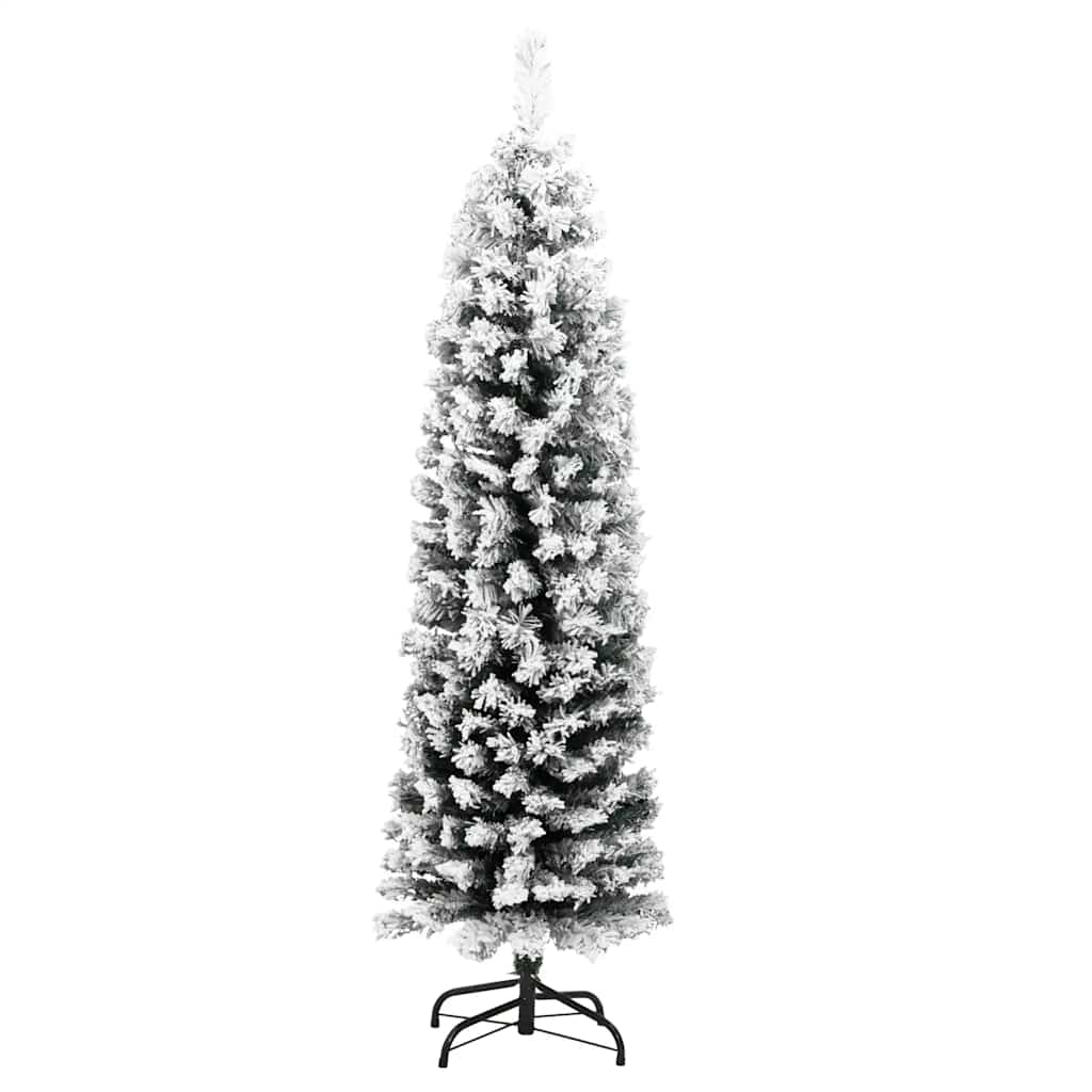 Albero di Natale Artificiale-Albero Natalizio con Neve Fioccata Verde 150 cm PVC 700762