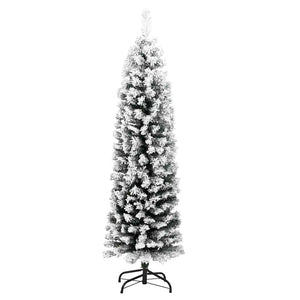 Albero di Natale Artificiale Sottile con Neve Verde 150 cm PVC cod mxl 17072
