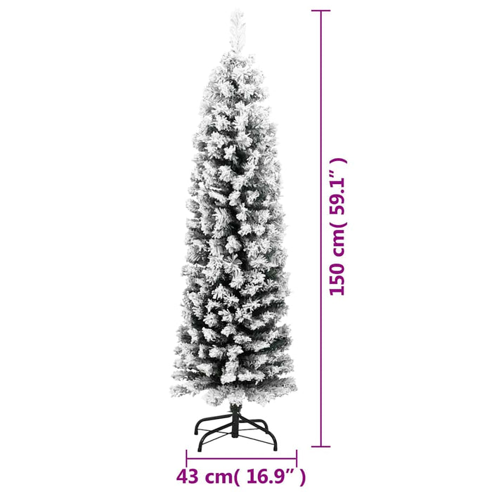 Albero di Natale Artificiale-Albero Natalizio con Neve Fioccata Verde 150 cm PVC 700762