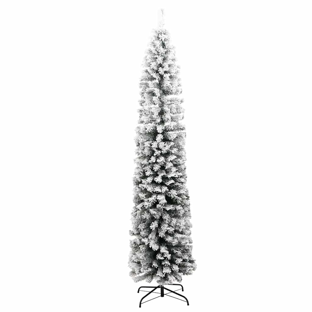 Albero di Natale Artificiale-Decorazioni natalizie con Neve Fioccata Verde 210 cm PVC