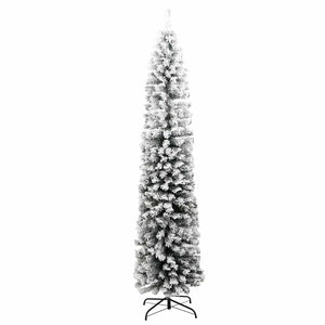 Albero di Natale Artificiale Sottile con Neve Verde 210 cm PVC