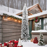 Albero di Natale Artificiale Sottile con Neve Verde 240 cm PVC