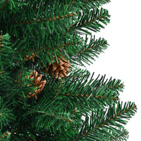 Albero di Natale Sottile con Legno Vero e Pigne Verde 150cm PVC