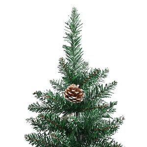 Albero di Natale Sottile con Legno Vero e Neve Verde 150 cm 320960