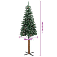 Albero di Natale Sottile con Legno Vero e Neve Verde 150 cm 320960