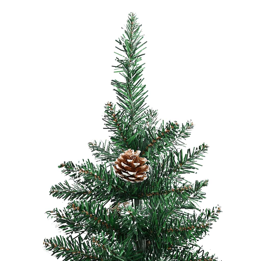 Albero di Natale Sottile con Legno Vero e Neve Verde 210 cm 320962