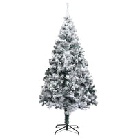 Albero di Natale Artificiale-Albero Natalizio con Neve Fioccata Verde 180 cm PVC