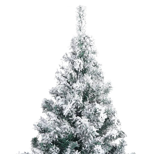 Albero di Natale Artificiale-Albero Natalizio con Neve Fioccata Verde 180 cm PVC