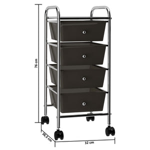 Carrello Portaoggetti Mobile con 4 Cassetti Nero in Plastica 320398