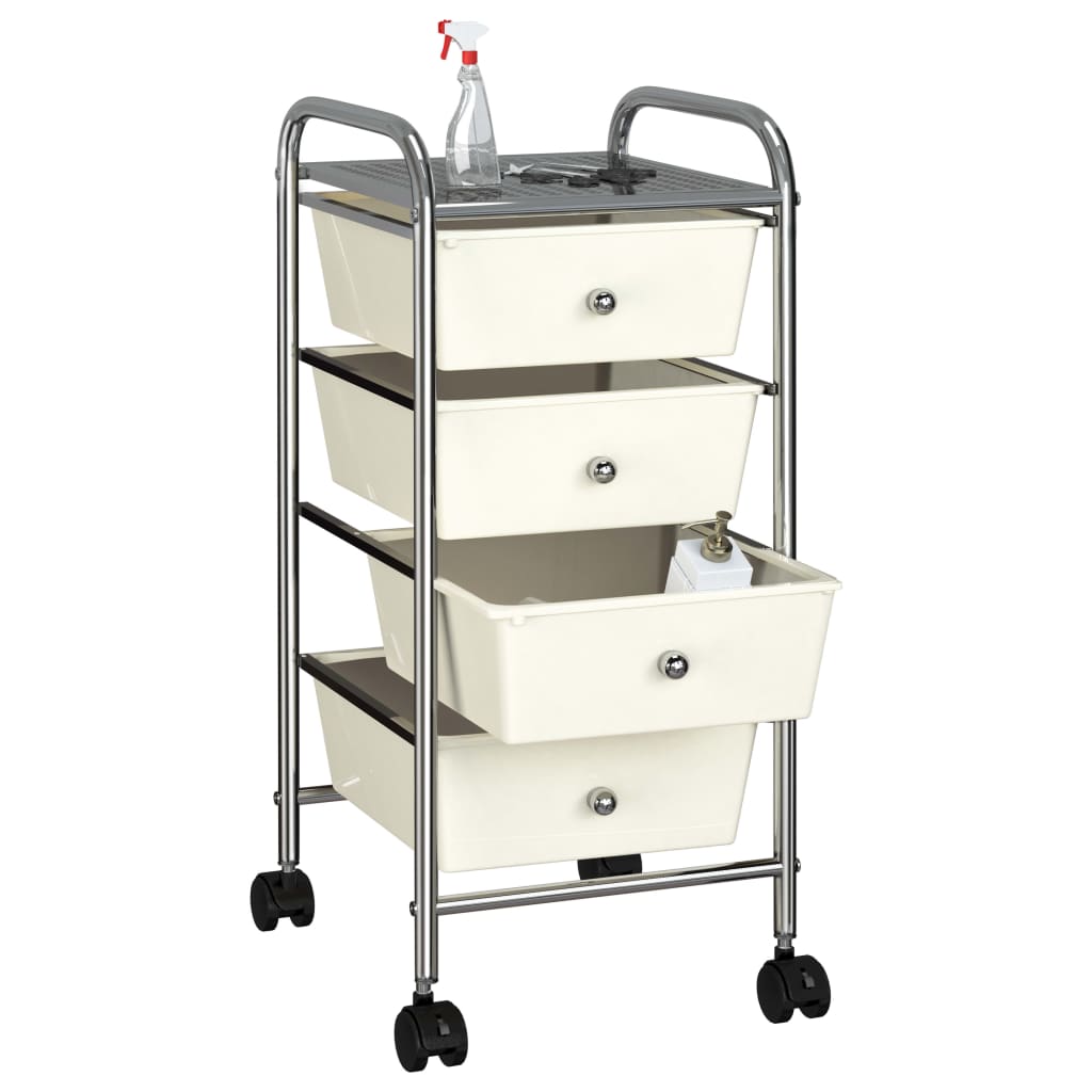 Carrello Portaoggetti Mobile con 4 Cassetti Bianco in Plastica 320399