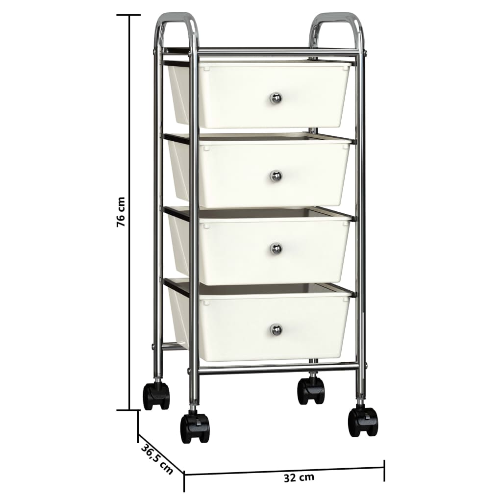 Carrello Portaoggetti Mobile con 4 Cassetti Bianco in Plastica 320399
