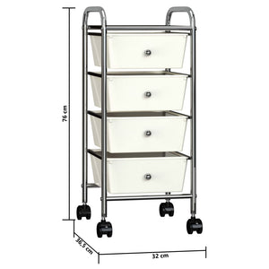 Carrello Portaoggetti Mobile con 4 Cassetti Bianco in Plastica 320399