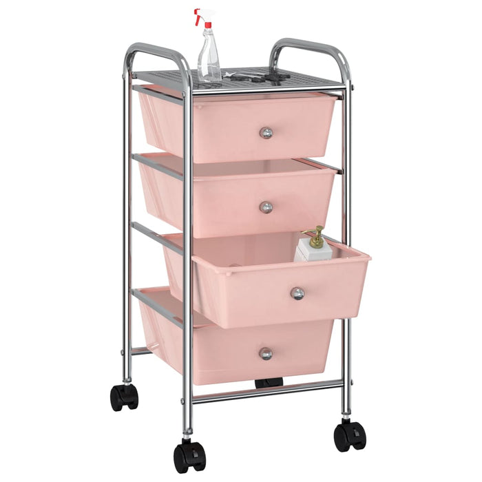 Carrello Portaoggetti Mobile con 4 Cassetti Rosa in Plastica 320400