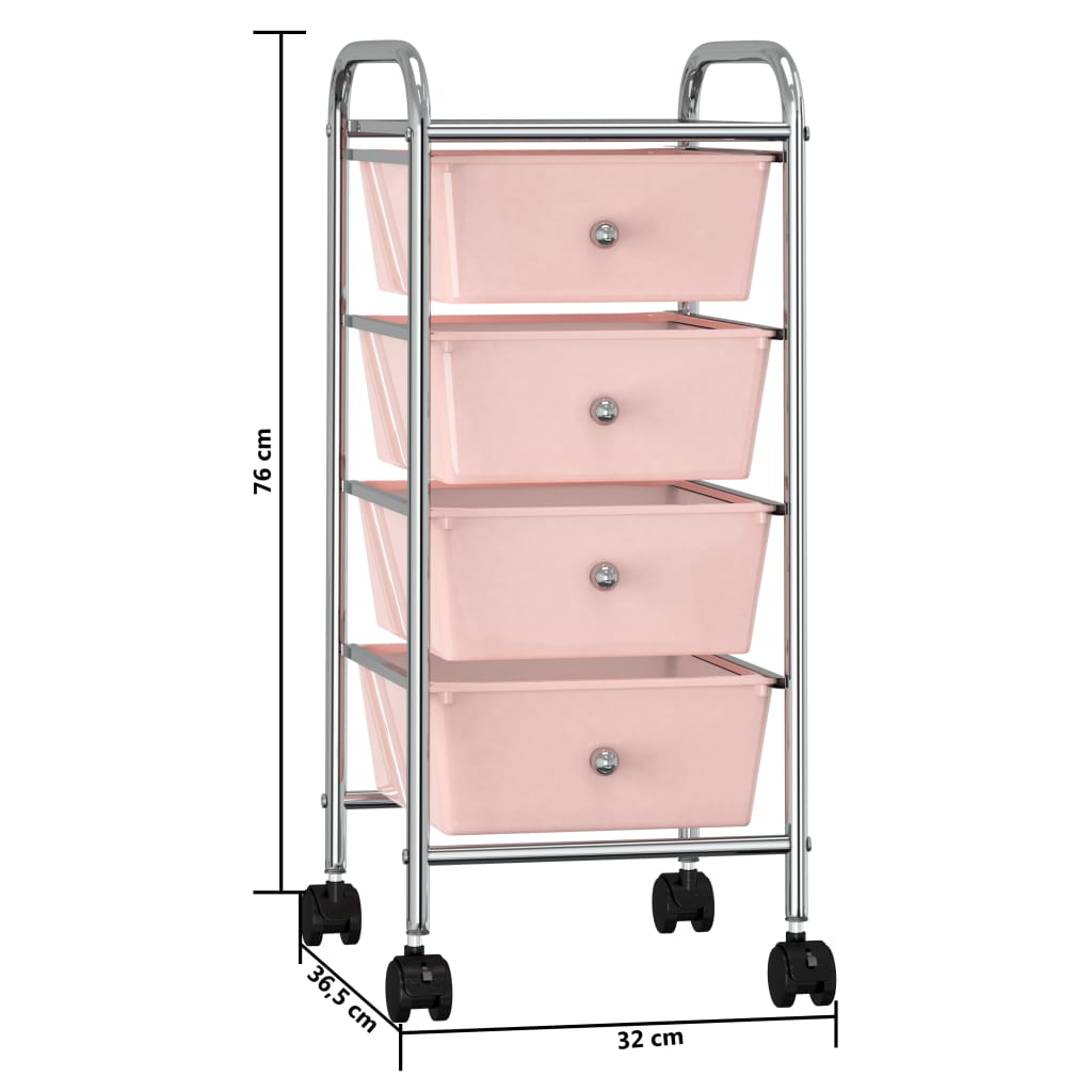 Carrello Portaoggetti Mobile con 4 Cassetti Rosa in Plastica 320400