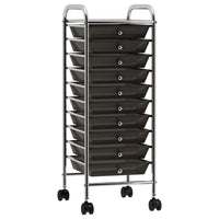 Carrello Portaoggetti Mobile con 10 Cassetti Nero in Plastica cod mxl 40484