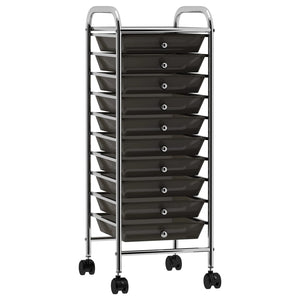 Carrello Portaoggetti Mobile con 10 Cassetti Nero in Plastica cod mxl 40484