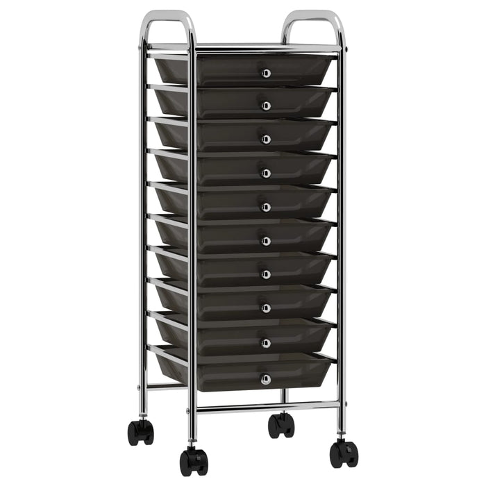 Carrello Portaoggetti Mobile con 10 Cassetti Nero in Plastica cod mxl 40484