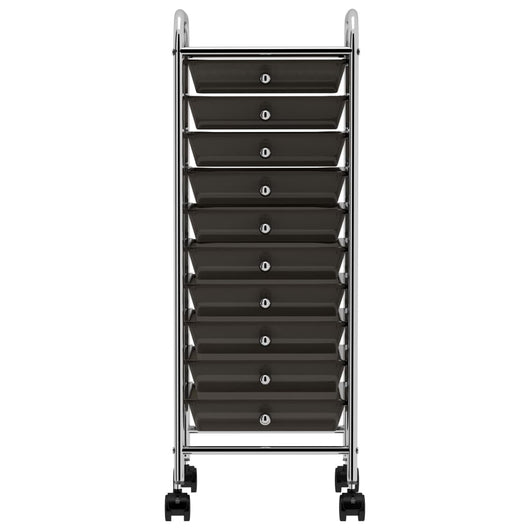 Carrello Portaoggetti Mobile con 10 Cassetti Nero in Plastica cod mxl 40484