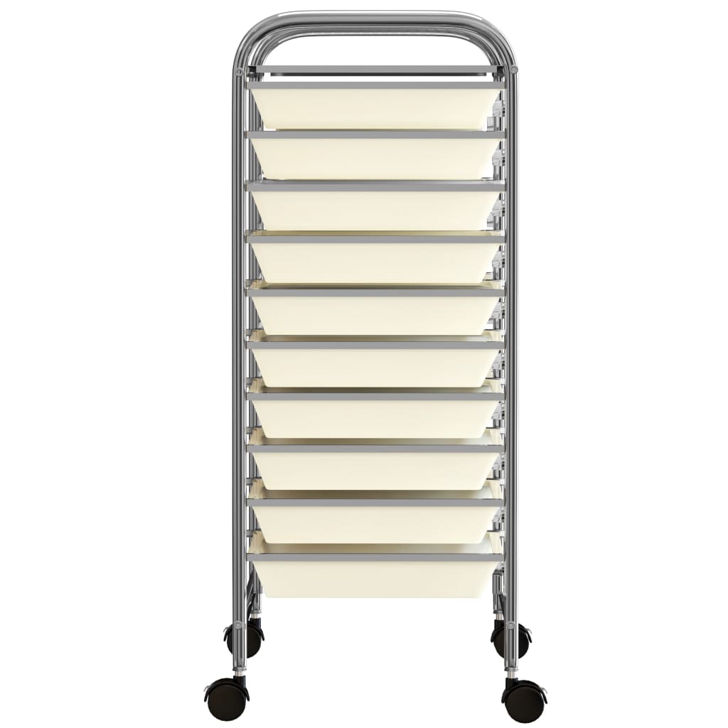 Carrello Portaoggetti Mobile con 10 Cassetti Bianco in Plastica 320403