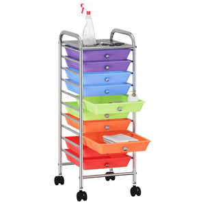 Carrello Portaoggetti con 10 Cassetti Multicolore in Plastica 320406
